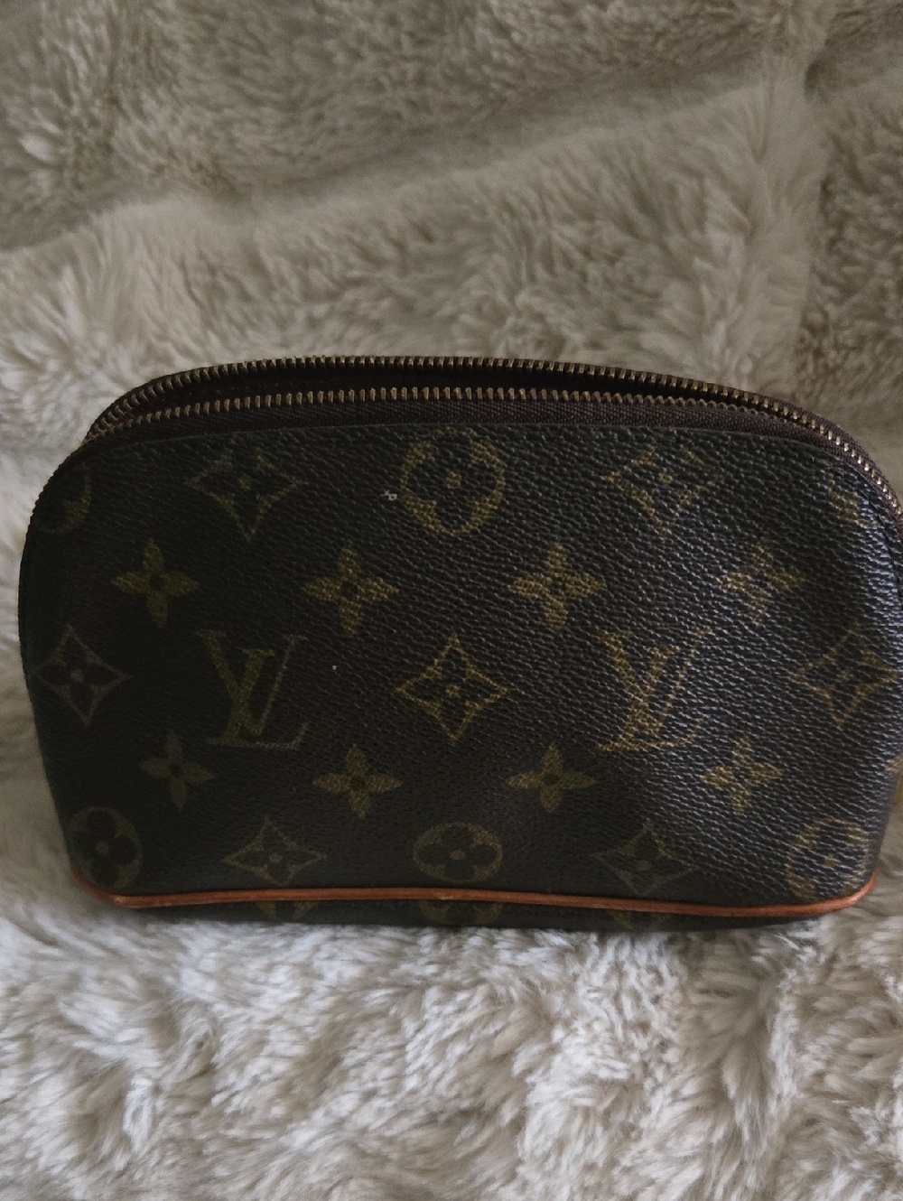 Louis Vuitton Monogram Cosmetic Pouch in Brown and Gold Accents Leopard Print